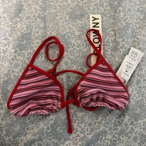 Glowny Cherry Coke striped triangle swim top